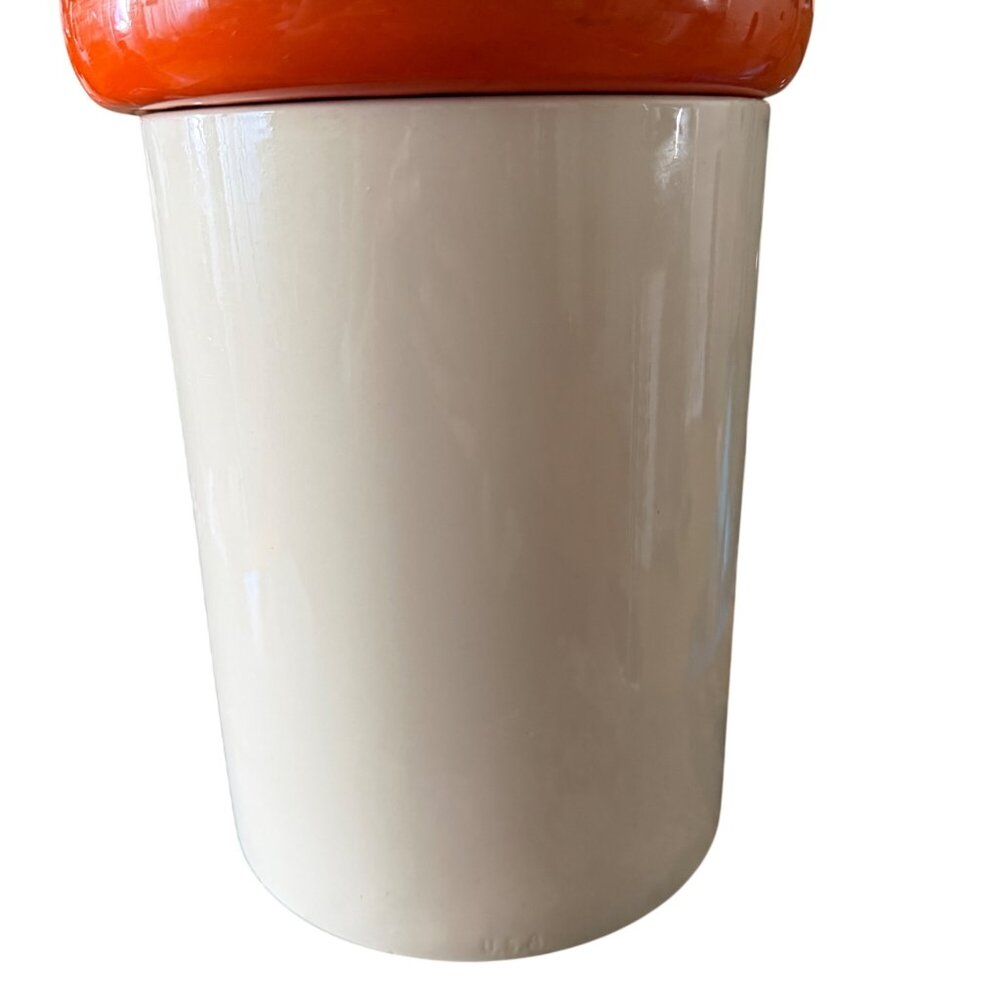 Vintage Ceramic Cookie Jar With Orange Lid & "Cookies" Text - Picture 6 of 13